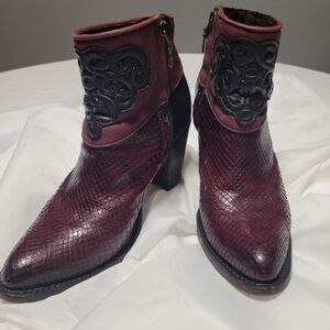 Python and Bovine Leather Boots
